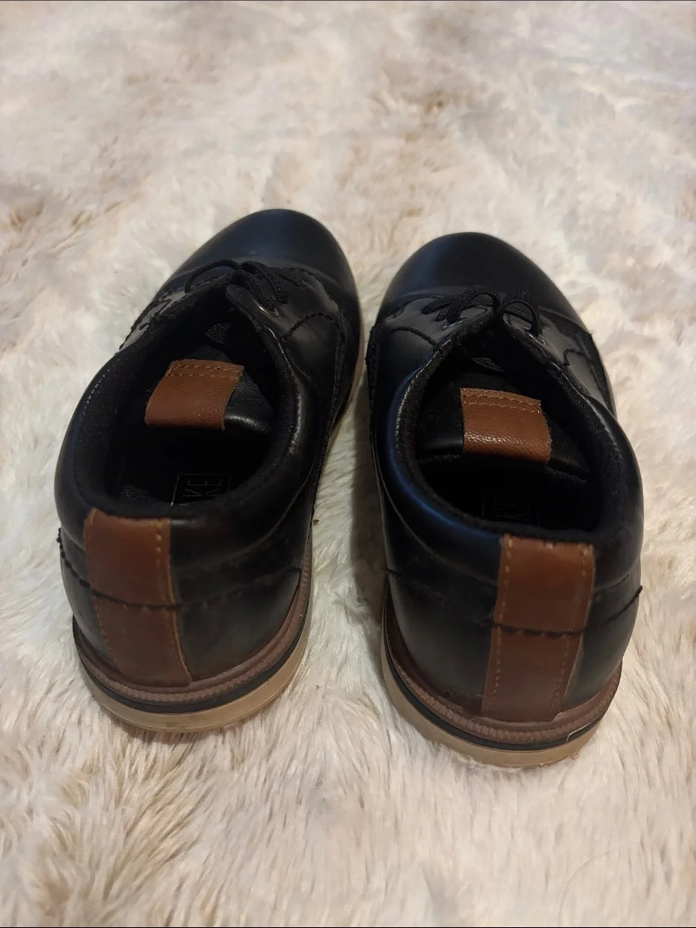 Boys' Black Dress Lace-Up Shoes with Brown Accent